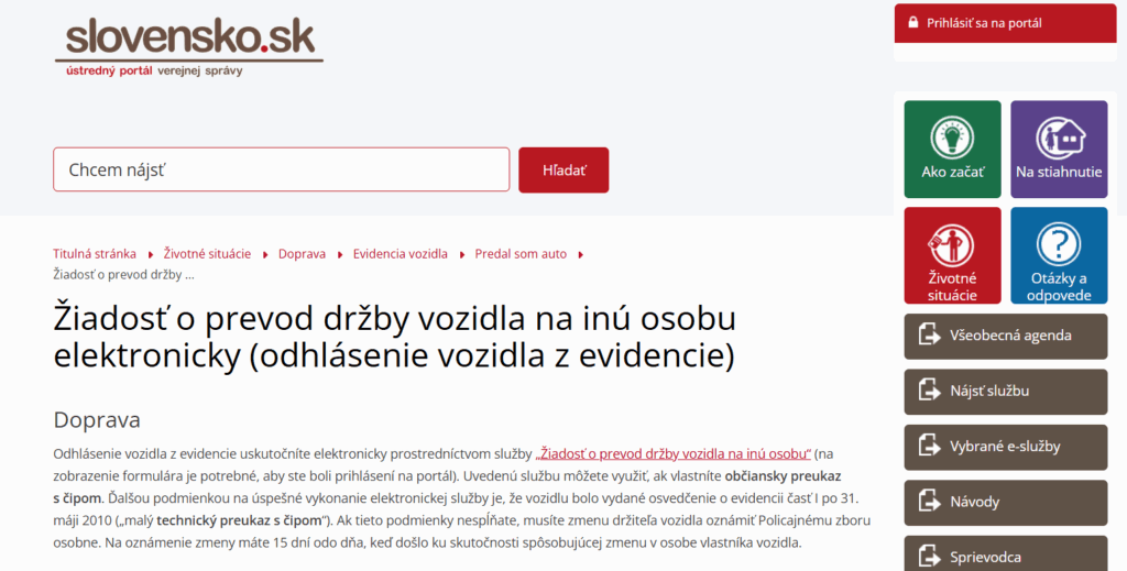 odhlasenie vozidla